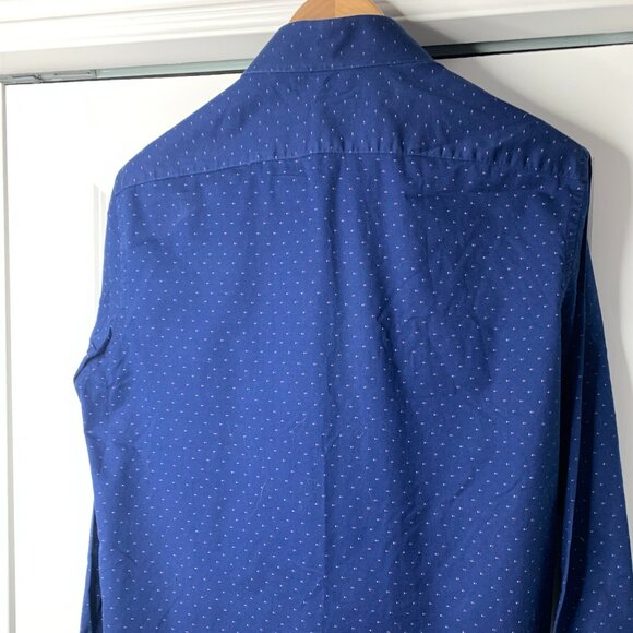 Tommy Hilfiger Men’s XL Blue Long Sleeve Shirt – Micro Red & White Pattern - Picture 5 of 12